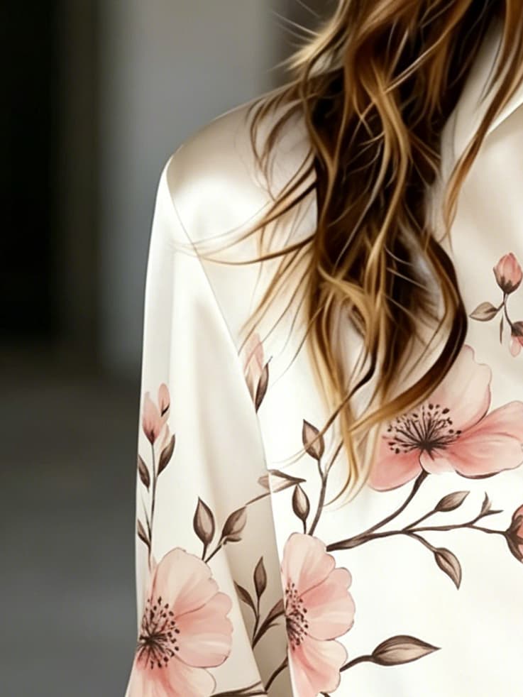 Women's Spring-summer Elegant Blouse with a High-class Print, Suitable for Work Trips