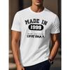 European Sizes Men'S "Made In 1999" Graphic T-Shirt - Casual White Tee with Russian Text, Short Sleeve