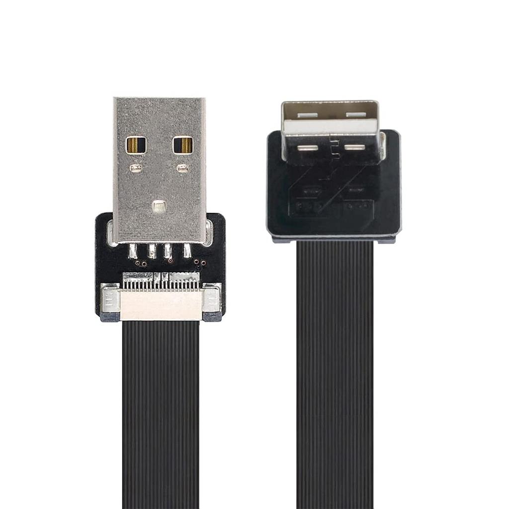 CY USB Type A Male To Type A Male Data Flat Slim FPC Cable 90 Degree Down Angle for and 200cm 2.0 FPV, Discs, Scanners, Printers,