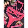 Sexy Purple Lingerie Set Hollow Out Bra Thong See Through Panties 4 Piece Erotic Underwear