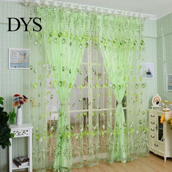 1x2m Tulip Flower Print Tulle Voile Curtain Window Drapery Balcony Room Decor