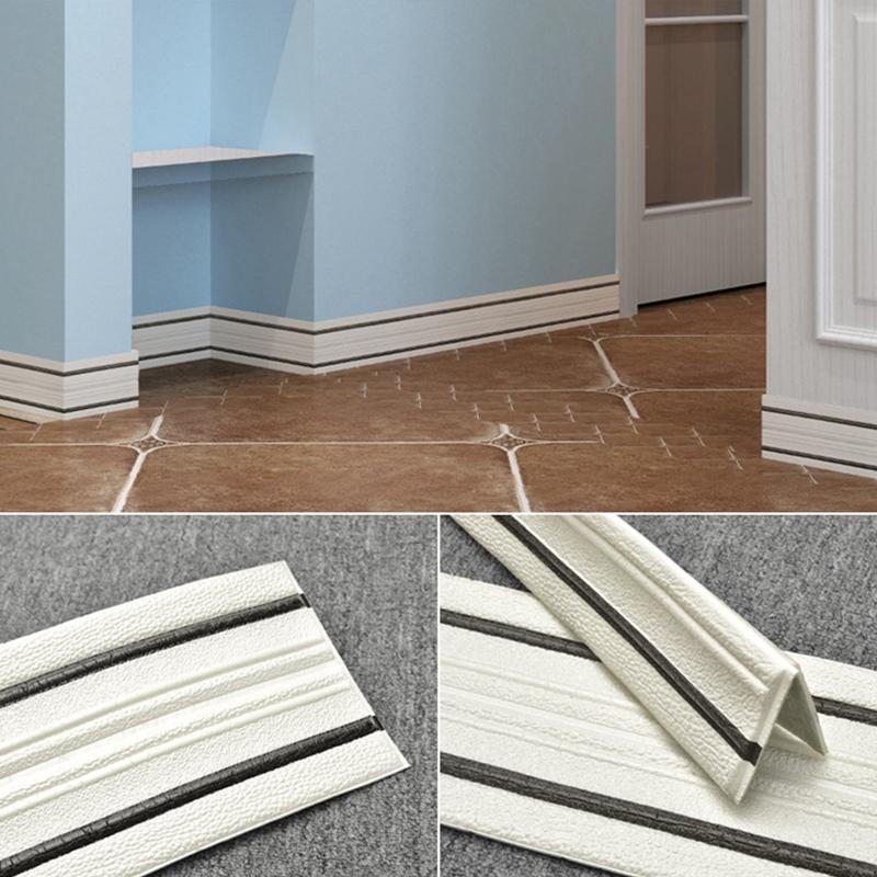230cmX14cm Self-adhesive Skirting Line 3D Foam Wall Edge Strip Stickers Waterproof Tiles Border Paper Decor Wall Sticker