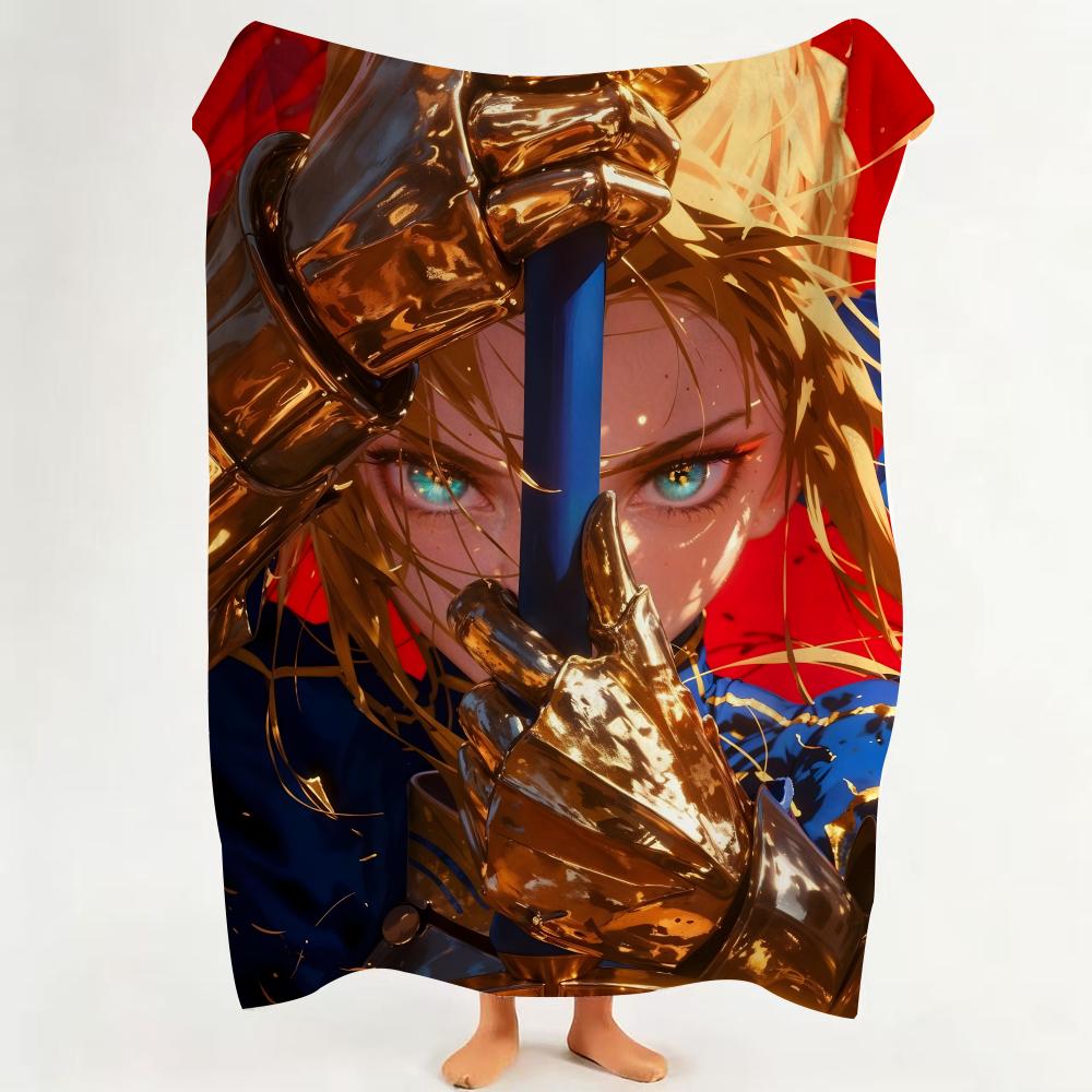 Game F Fate G Grand O Order  Flannel  Blanket Suitable for Sofa Living Room Bedroom