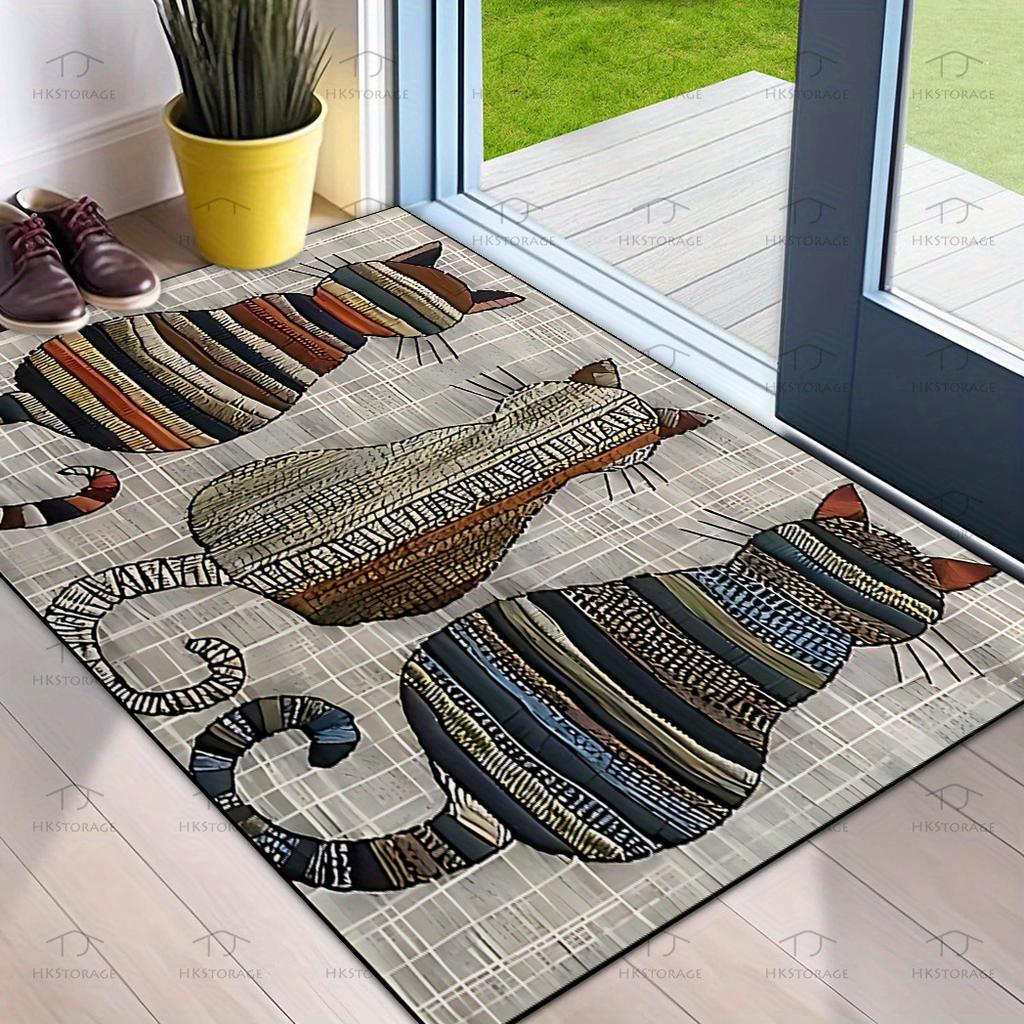 Cute Cat Pattern Doormat Scratched Painting Home Decor Entryway Rug Welcome Floor Mat Entrance Carpet  Living Room Rugs