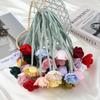 10Pcs Handmade Double Head Rose Flowers DIY Craft Crochet Decoration 3D Flower Patches Artificial Rose Bow Flowers