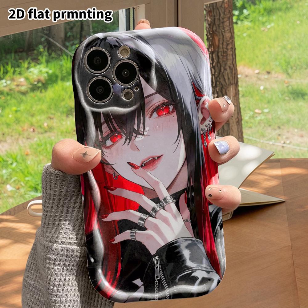 Phone Case: 2D flat, suitable for iPhone 18 17 16 15 14 13 12Pro protective case, vampire girl, perfect Christmas and Halloween holiday gift