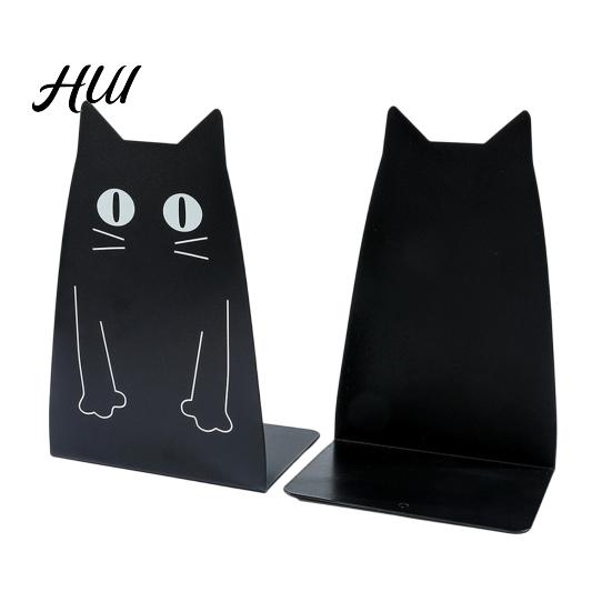 Bookends 1 Pair Metal Cat Book Ends, Cute for Shelves, Decorative Artistic Bookend Heavy Duty Support Stopper Home Office Desk Bookshelf Decor Easy To
