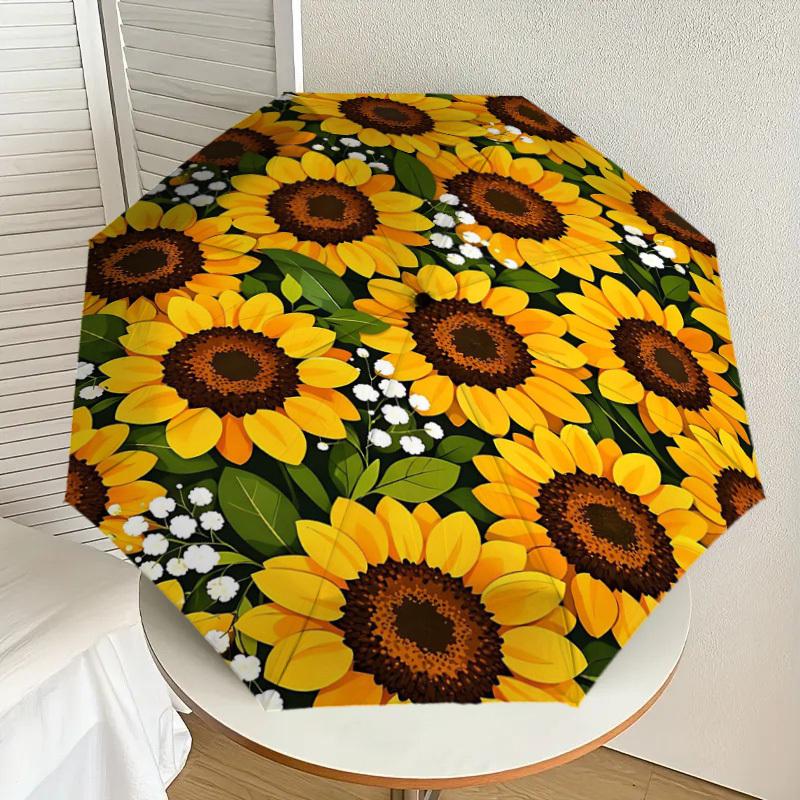 1PC Sunflower Umbrella-8-Rib Reinforced Portable Folding Travel Suitable for All Seasons Outdoor Daily Use -J0337