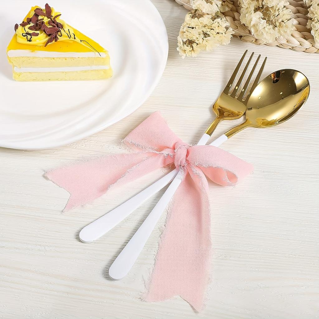 4 Rolls Of Pudi Elegant Chiffon Ribbon, Suitable For Gift Wrapping, Wedding Decoration, And Bouquet Decoration - Made Of Chiffon Material, Lightweig