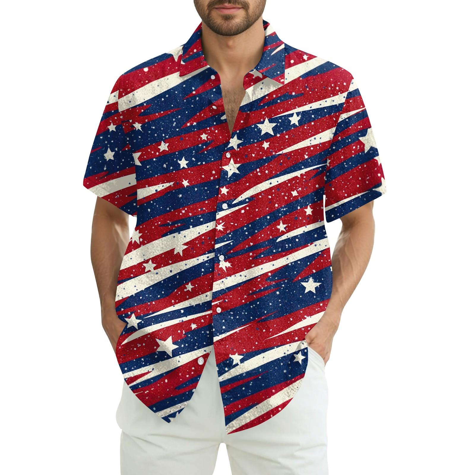 

Мужская повседневная рубашка с короткими рукавами и принтом «День независимости» L