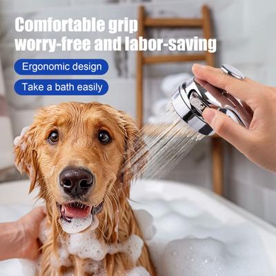 Dog Shower Head Attachment High Pressure Handheld Sprayer Head with Massage Brush Pet Shower Supplies for Dog Bathing