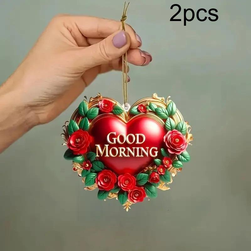 2pcs Valentine's Day Love Hanging, Acrylic Valentine's Day Gifts, Car Flat Hanging, Tree Decoration, Home Decoration Hanging