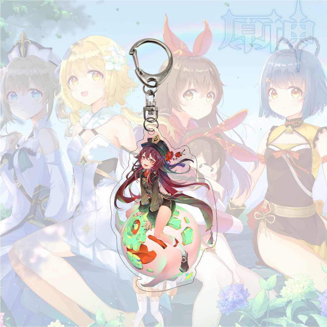 

Брелок для ключей с рисунком аниме Genshin Impact, акриловый двухсторонний прозрачный брелок для ключей, аксессуары, ювелирные изделия для фанатов, подарки 6CM