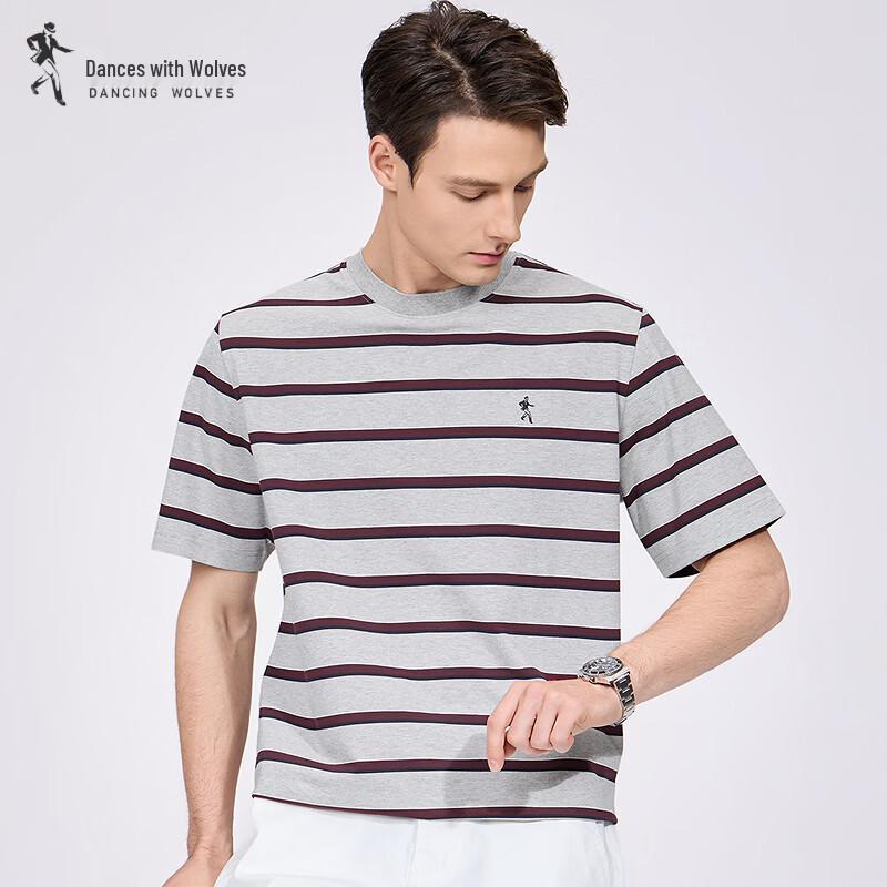 Men s Striped Round Neck Short Sleeve T-Shirt 48