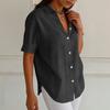 Chemise à manches courtes boutonnée et col pour femme -couleur