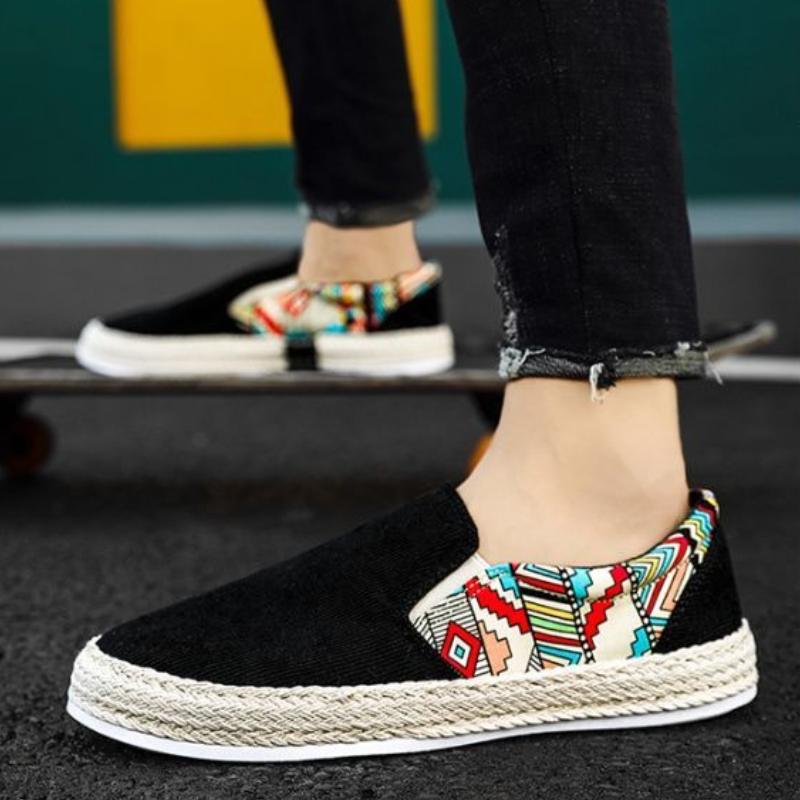 Fashion Printing Men's Casual Shoes Spring Autumn Low-Top Sneakers Canvas Elegant Leisure Work Without Leather Common Male Shoe New In