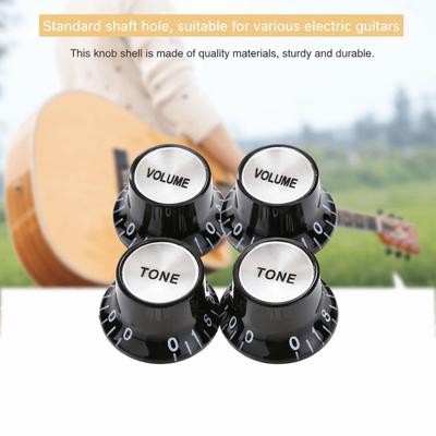 4Pcs ABS And Aluminum Volume Control Knobs Black Guitar Knobs Set  Electric Guitars