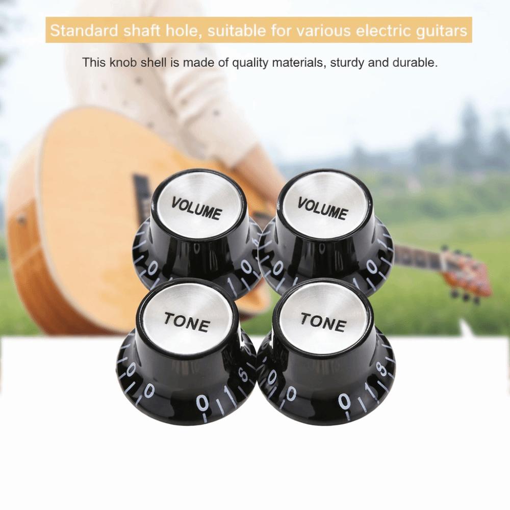 4Pcs Round design Guitar Tone Knobs Black Guitar Knobs Set  Electric Guitars