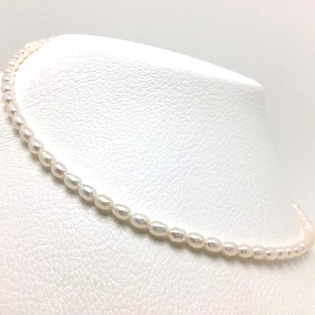 Isowa Pearl (Ise-Shima pearl specialty store) Freshwater pearl necklace 4.0-4.5mm White Silver Adjustable 70081