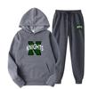 Felpa con cappuccio e pantaloni da uomo stile INS con design a lettere, stampa KNIGHTS, per primavera e autunno, 100% cotone, più colori