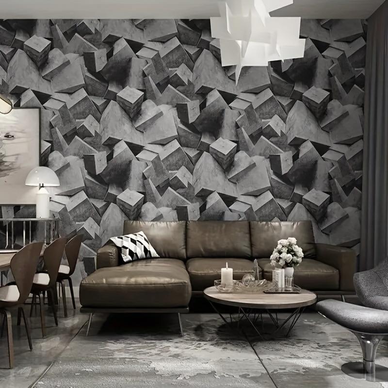 1 Roll 3D Retro Gray Brick Self-adhesive Wallpaper, Waterproof and Moisture-proof Background Decoration Wall Sticker, Home Wall Decoration