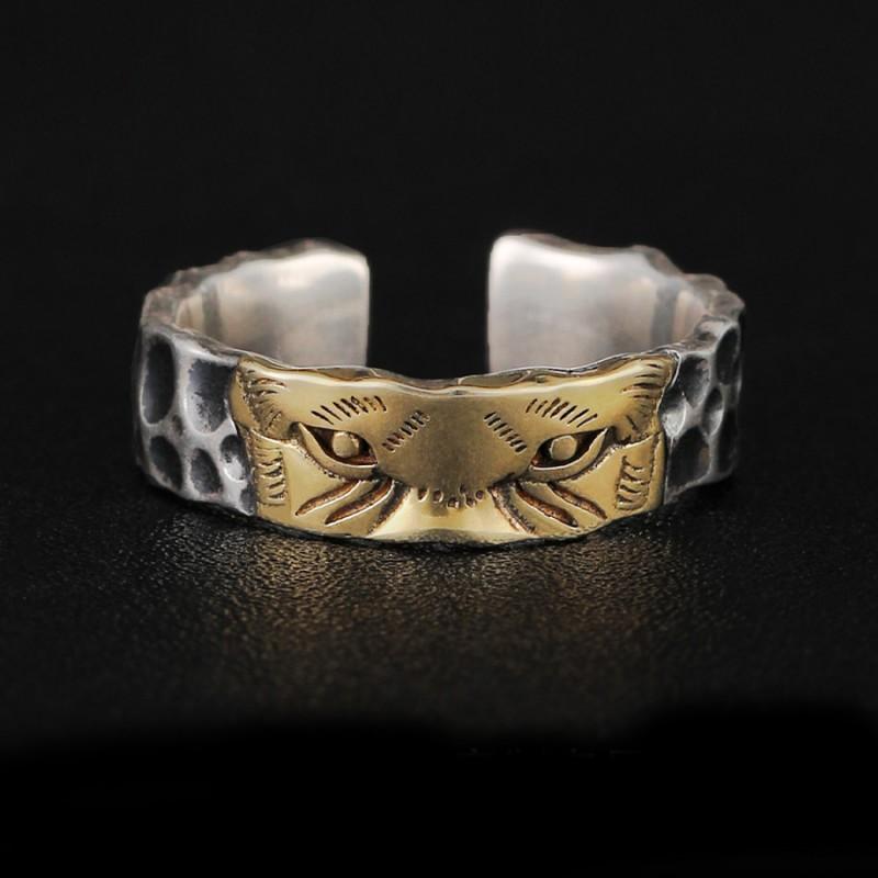 Adjustable Open Tiger Ring Men Vintage Punk Geometric Finger Jewelry Unisex Retro Style