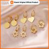 Skyrim Stainless Steel Gold Color Drop Earrings Women Round Heart Flower Sun Totem Pendant Hoop Earrings Fashion Jewelry Gift