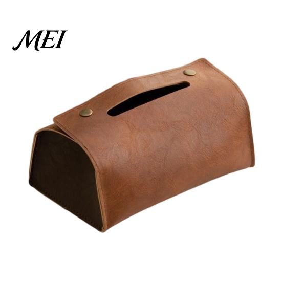 Modern Home Decor PU Leather Tissue Box, Foldable Retro Style Holder, Dining Room Organizer Decorative Desktop Organizer, for Office Desk Car