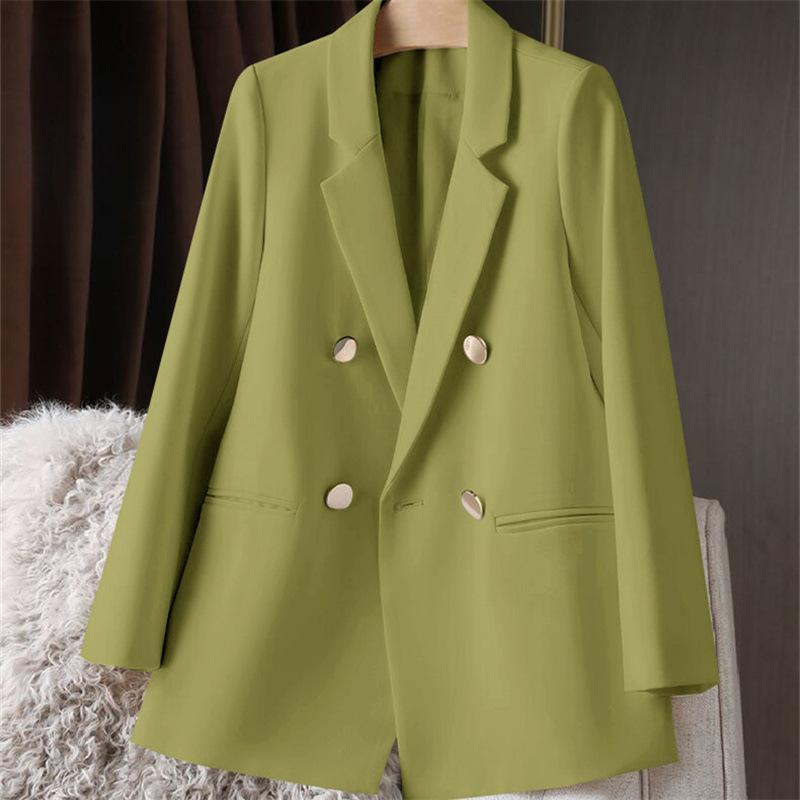 Spring Autumn Blazer Suits Women's Metal Buckle Blazers Coats Casual British Style Jacket Formal Green Red Jackets Suit Trend