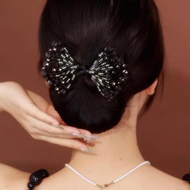 Whale Tail Rhinestone Flower Hair Clip Hair Bun Maker Bundle Hair Tie Lazy Hair Curler Hair Accessories Hair Styling Tool