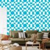 Wallpaper Casual Checkerboard Turquoise and White for Living Room and Bedroom 50x1000