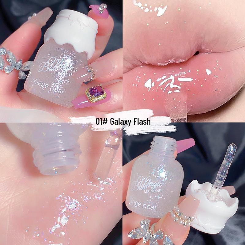 Gege Bear Bow Milk Can Lip Gloss: Hydrating, Moisturizing, Glittery Shine for Plump Lips