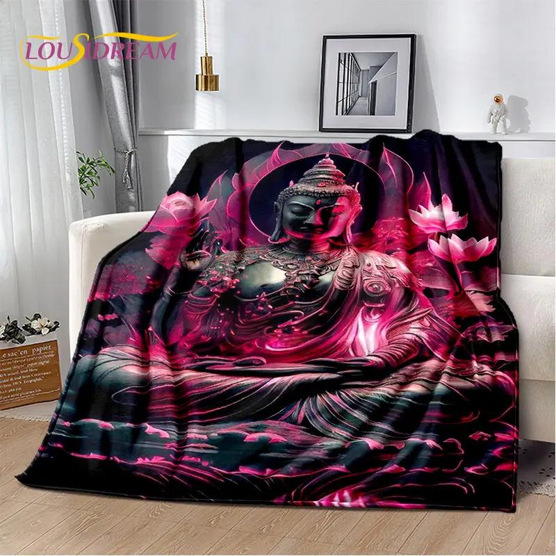 Manta de felpa suave de Buda Sakyamuni budismo fe religión, manta de franela para sala de estar, dormitorio, cama, sofá, oración