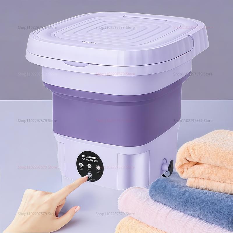 8L Faltbare Waschmaschine mit Ablaufschlauch Vollautomatische Mini-Waschmaschine für Wohnung Studentenwohnheim Hotel Tragbare Waschmaschine