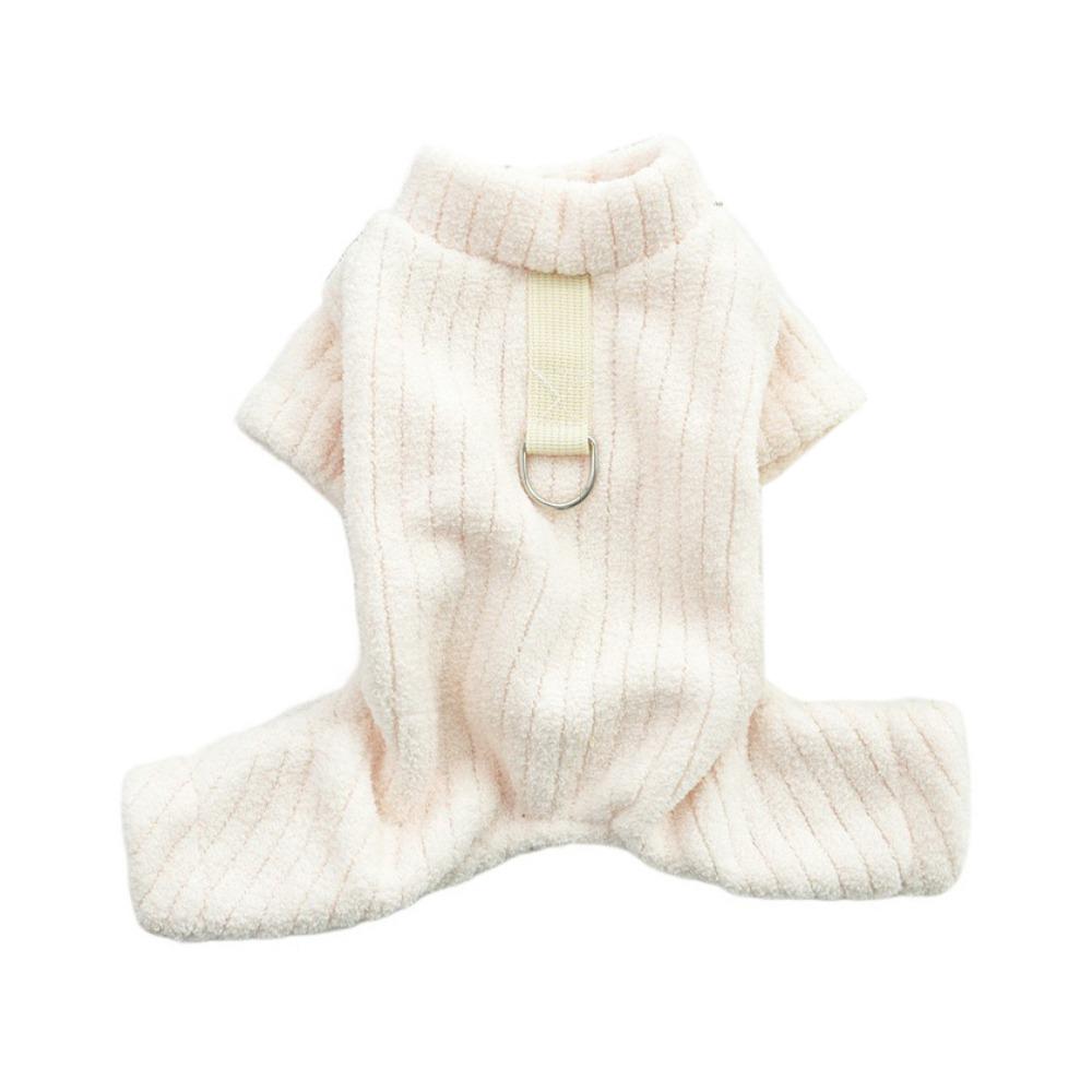 

Теплая пижама для щенка Фланелевая одежда для собаки на четырех лапах Плюшевый комбинезон для собаки для осени и зимы M бежевый