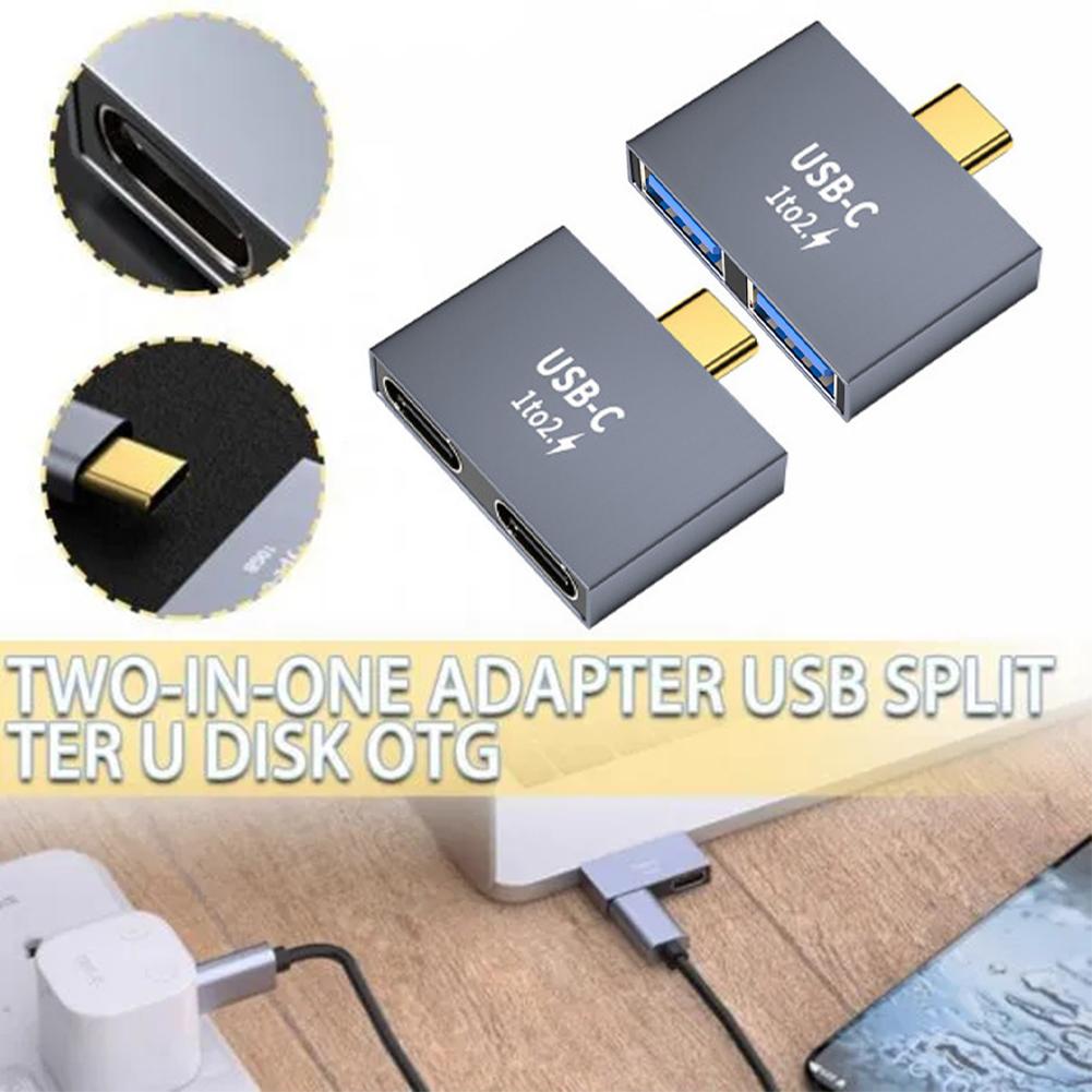 2 In 1 Type-C USB3.0 Hub Docking Station Male Type-C Computer Splitter Female 10Gbps For Laptop O9B4
