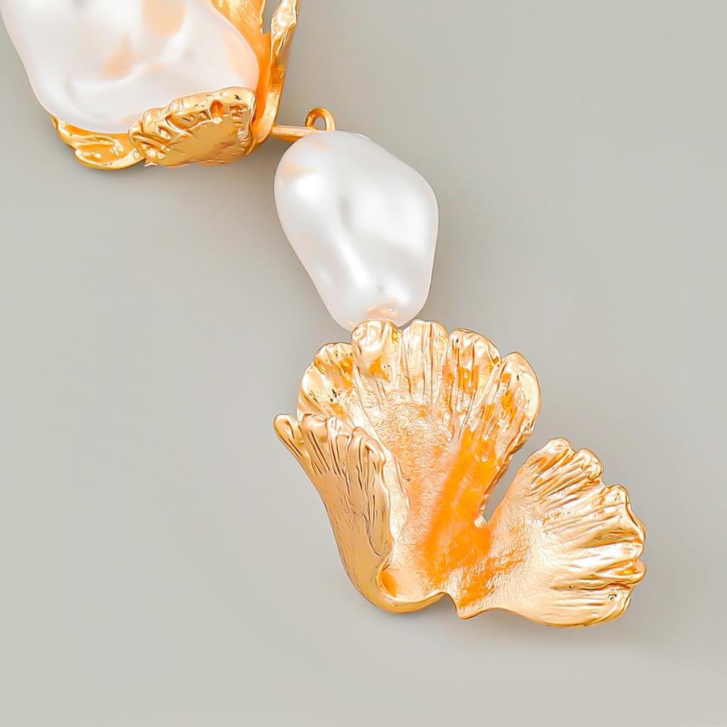 Spring Pearl Flower Alloy Earrings - Trendy European & American Style for Women