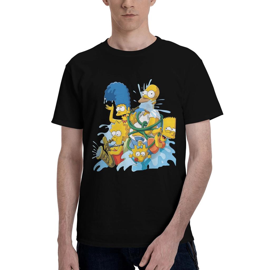 202526 Summer Disney Simpson Family Printed Pure Cotton Tshirt Fashionable Loose Casual Shortsleeved Unisplish