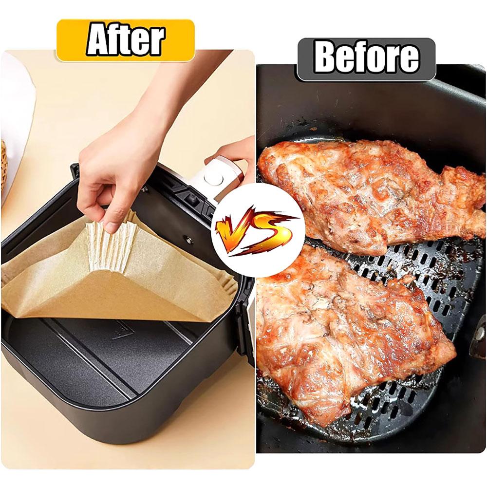 Silicone World 50pcs Air Fryer Paper Disposable Square Paper Food Cooking Oil Paper Airfryer Liner Baking Paper Oven Baking Tool
