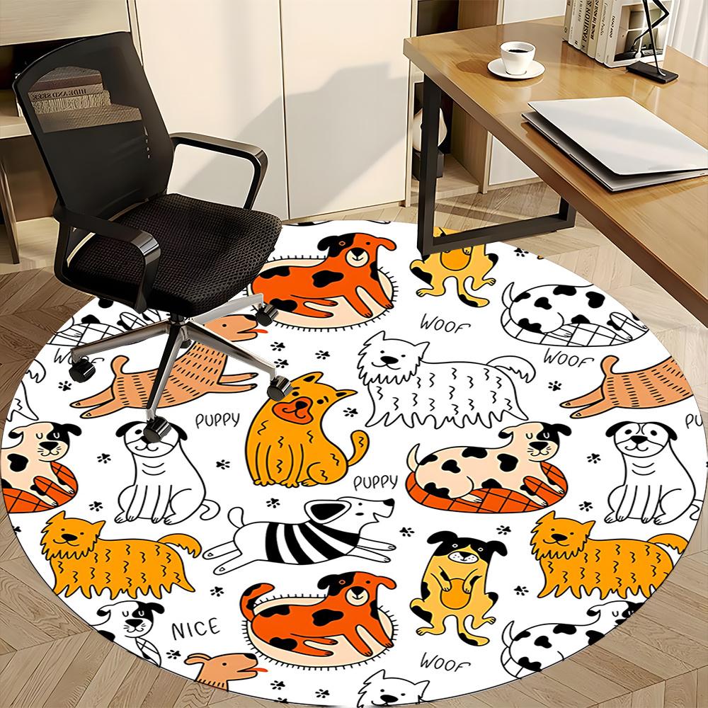 1pc Dogs Pets Office Round Area Rug, Indoor Mat Suitable ForOffice, Under Office Chairs Bedroom Living Room Home Decor, Room Decot186