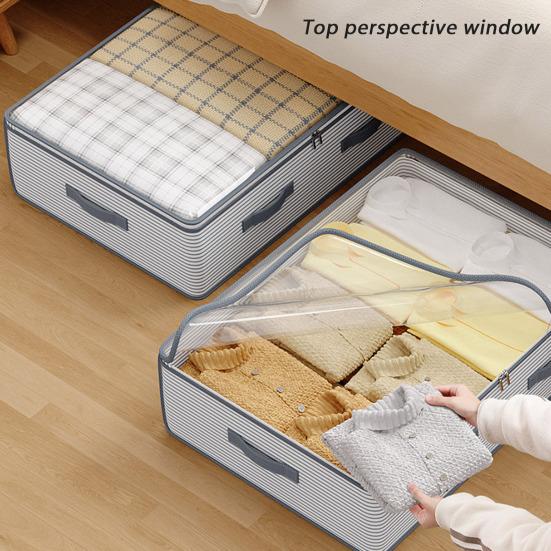 Under-Bed Storage Bag Foldable Storage Bins With Clear Top Reusable Closet Organizer