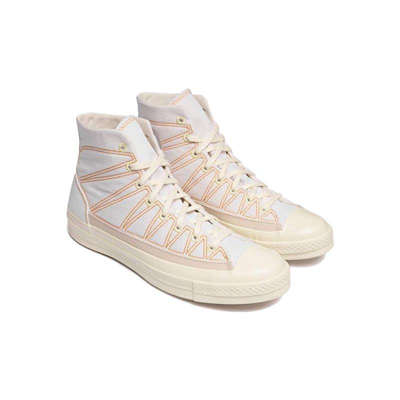 Converse Chuck 70 Hi Comfortable & Casual Abrasion Resistant High Top Espadrilles Unisex White Orange