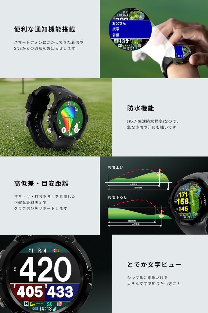 Shot Navi Evolve G2 Golf GPS PGA for Competition Black Watch, Multi-Positioning, Recommended, Use,