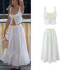 Fall and Winter New Women's Clothing French Romantic Lace Skirt + Lace Hollow-out Stitching Sling Small Top
