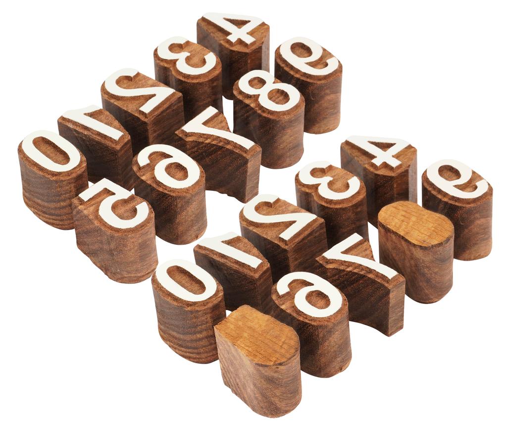 IBA Indianbeautifulart Textile  Printing  Block  0-9 Number  Hand Carved  Wood  Numbers  Wooden  Stamp  Wood  Block