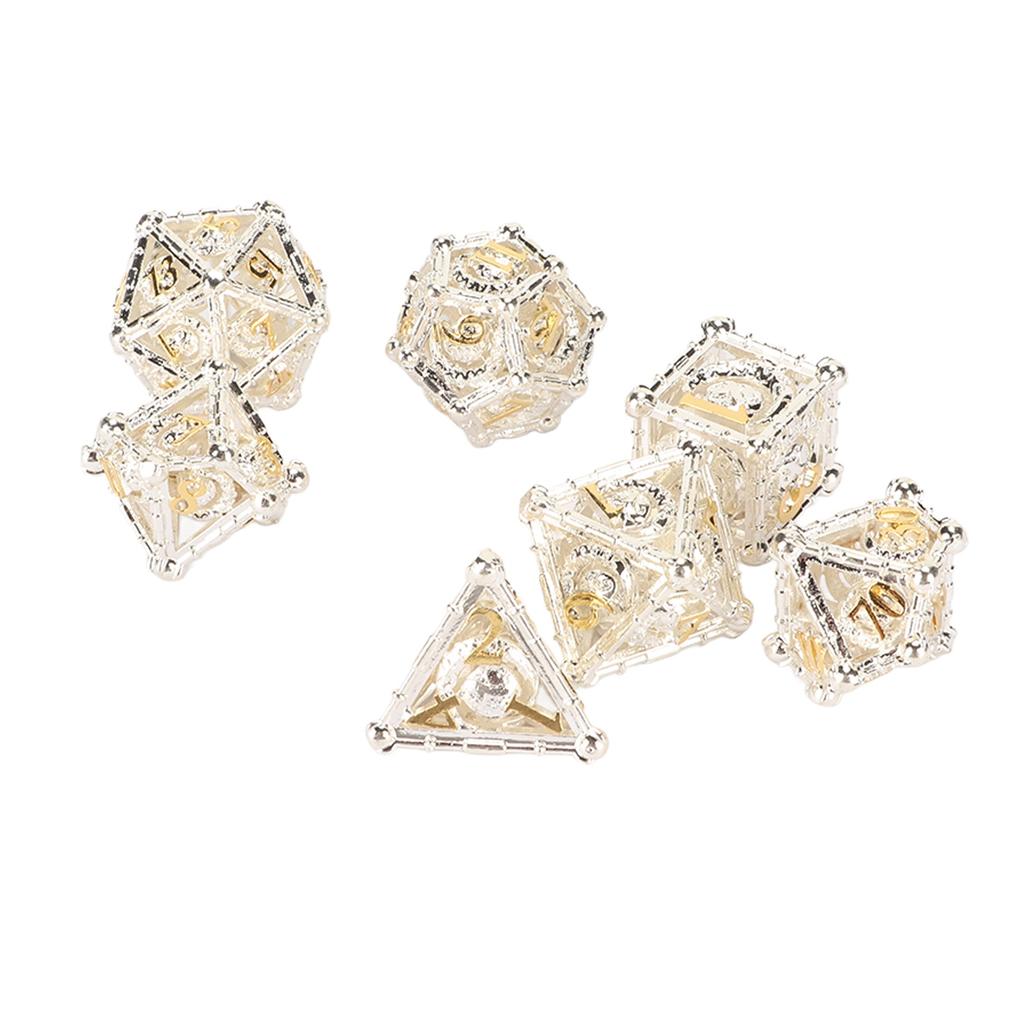 7Pcs Multi Sided Dice Set Comfortable Hand Feeling Strong Wear Resistant Hollow Polyhedral Dice Kit
