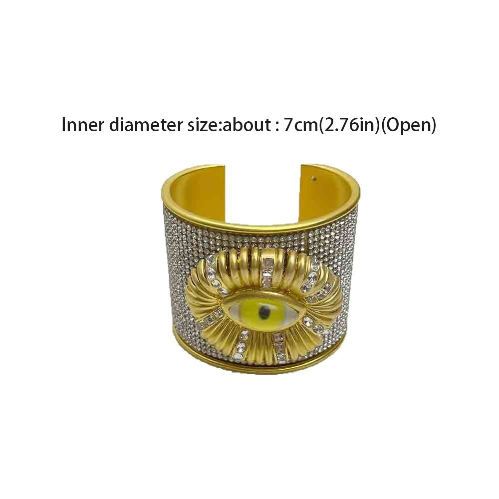 Full Rhinestone Demon's Eye Bracelets Metal Geometric Cuff Bangles  Decoration