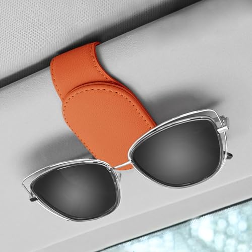 

Держатель для солнцезащитных очков Держатель для очков в автомобиль Зажим для очков на солнцезащитный козырек Кожа Легко установить Автозапчасти Защитные очки для хранения в автомобиле 1 шт. (оранжевый)