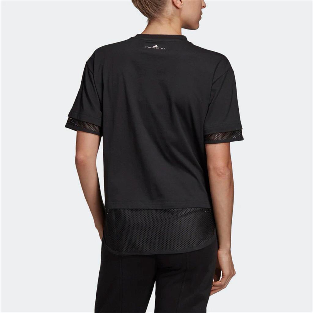 adidas By Stella McCartney Women's Mesh Panel Training Tee Black Pink DT9226