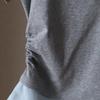 2025 Korean Style V-Neck Color Block Waist-Slimming Two-Piece Look Short-Sleeve T-Shirt